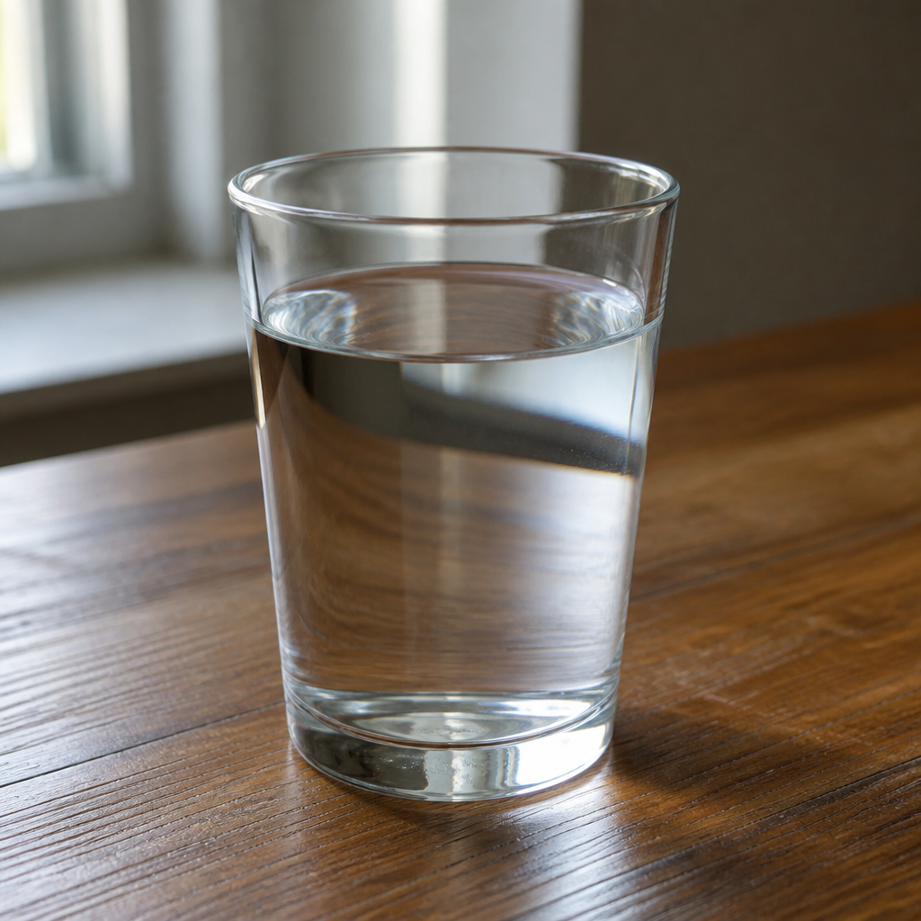 A clean glass of drinking water