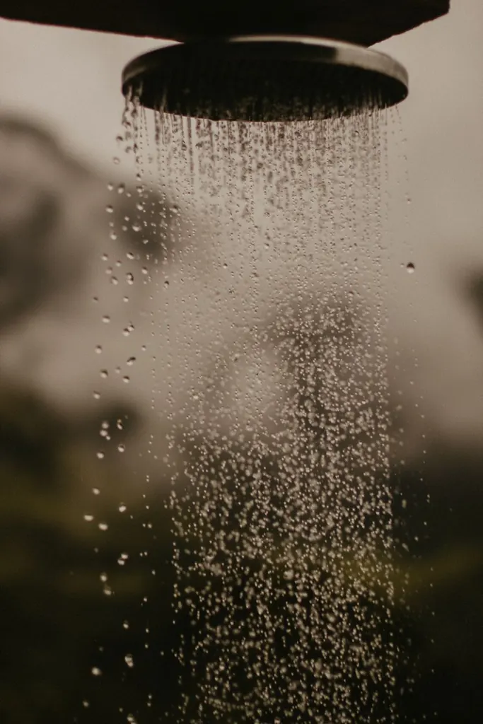 Hard water mineral scale on a showerhead