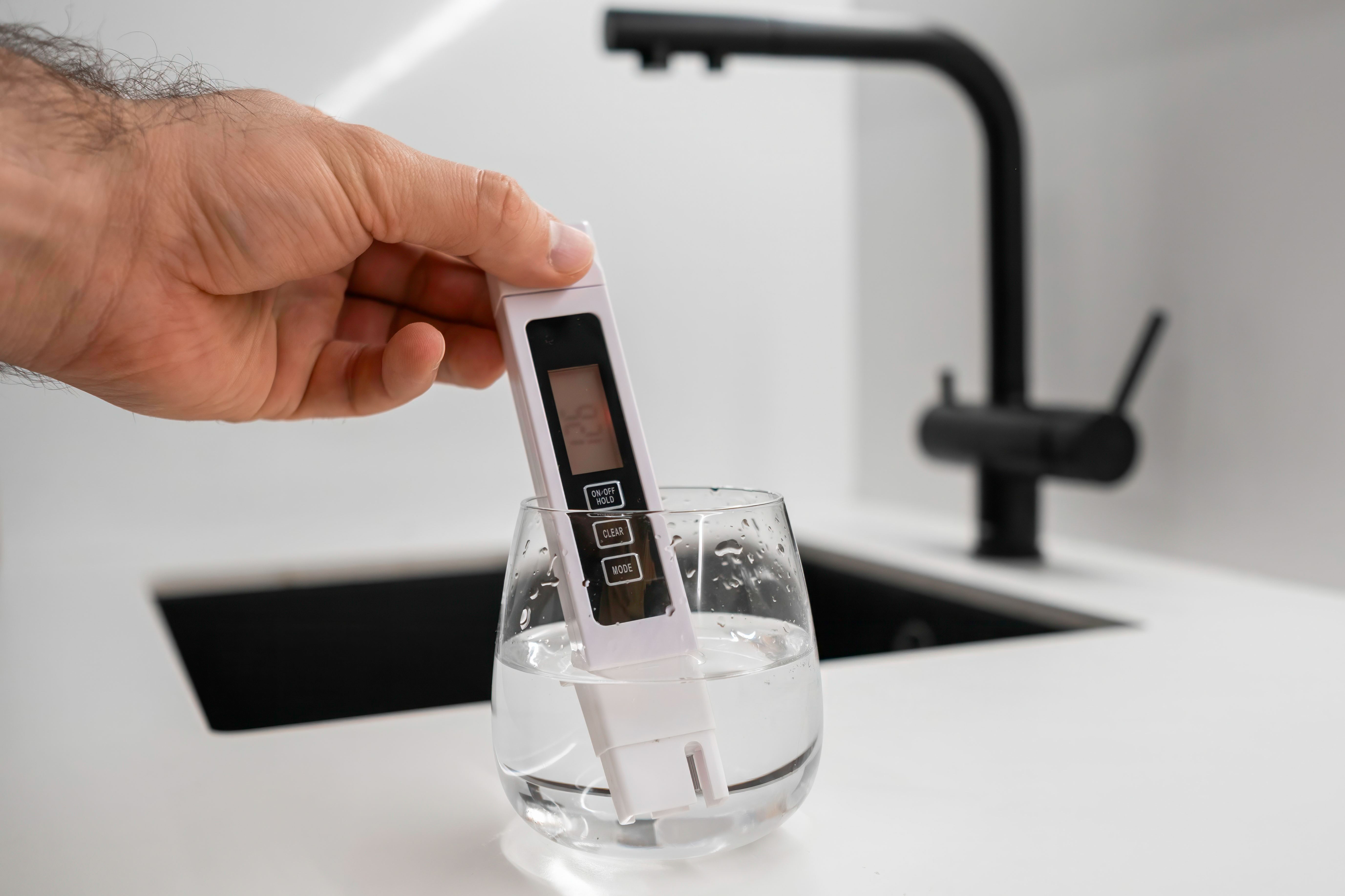 Testing water hardness in Denver, CO — 4–6 gpg moderately hard municipal water