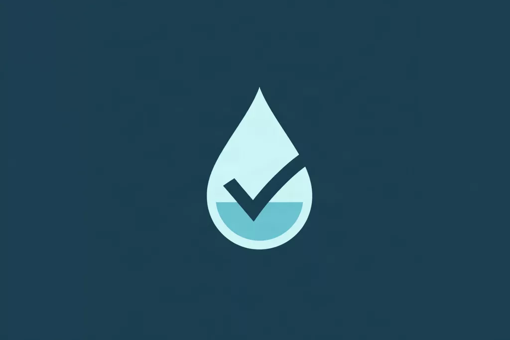 Water droplet with a checkmark — Olathe water safe to drink — Olathe, KS